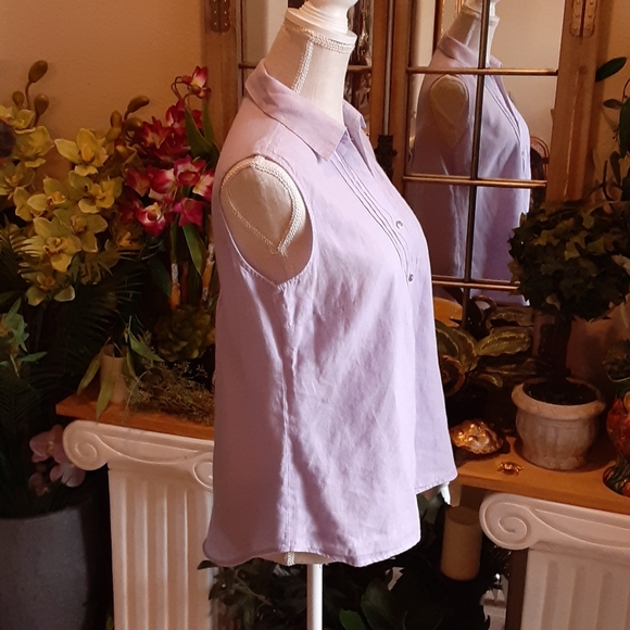 L. L. Bean Linen Sleeveless Button Front Shirt Size Small Sri Lanka - Picture 6 of 9